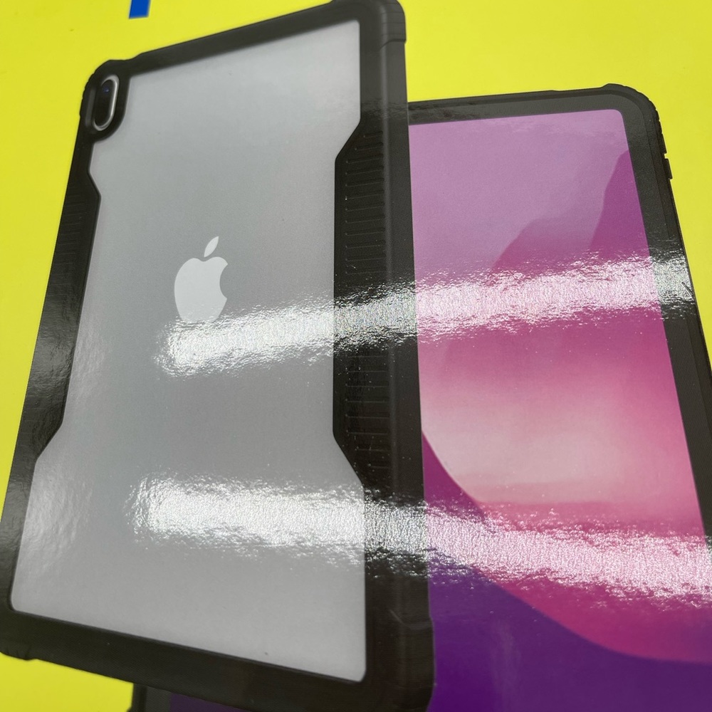 Onn Slim Rugged Tablet Case for iPad 10th Generation Black/Clear